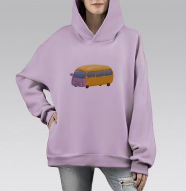 Автобус (Живая Азбука), Hoodie Mono Fiolet, оверсайз, утепленная