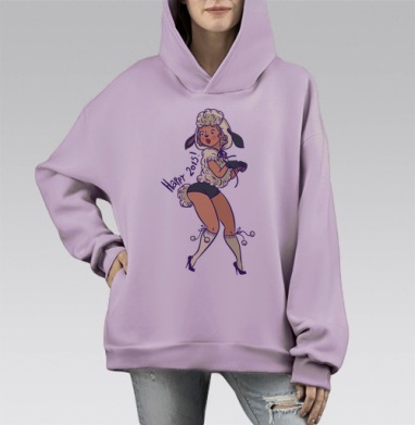 ах ты бедная овечкааа, Hoodie Mono Fiolet, оверсайз, утепленная