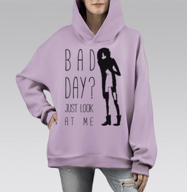 BAD DAY? / ПЛОХОЙ ДЕНЬ?, Hoodie Mono Fiolet, оверсайз, утепленная