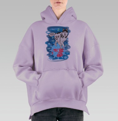 Бегущая по снегам, Hoodie Oversize Fiolet, утепленная