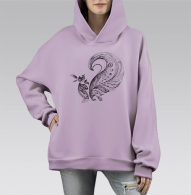Бельчонок, Hoodie Mono Fiolet, оверсайз, утепленная