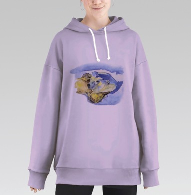 Белый медведь, Hoodie Long Oversize Fiolet