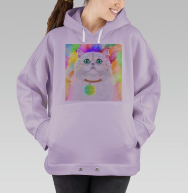 Белый пушистый котик, Hoodie Oversize Fiolet