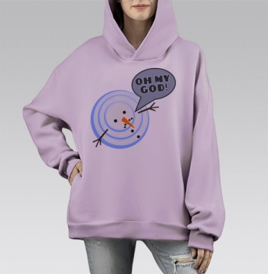 Боже мой, Hoodie Mono Fiolet, оверсайз, утепленная