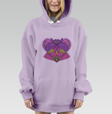 Большое сердце, Hoodie Mjhigh Dig Mel, Fiolet, утепленная