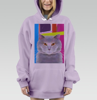 Британский кот, Hoodie Mjhigh Dig Mel, Fiolet, утепленная