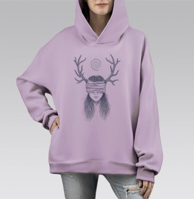 Carcosa / Каркоса, Hoodie Mono Fiolet, оверсайз, утепленная