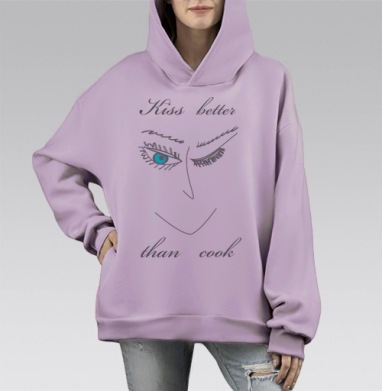 Целоваться лучше, Hoodie Mono Fiolet, оверсайз, утепленная