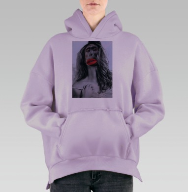 Целуй меня нежно, Hoodie Oversize Fiolet, утепленная