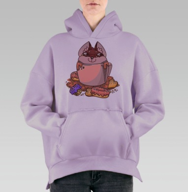 Чашка лиса, Hoodie Oversize Fiolet, утепленная