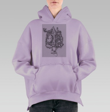 Часы с кукушкой, Hoodie Oversize Fiolet, утепленная