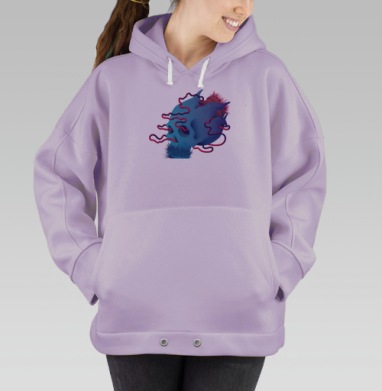 Череп-цветок синий, Hoodie Oversize Fiolet