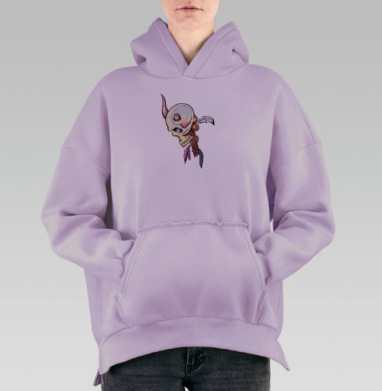 Череп-музыкант с рок-н-ролльной символикой, Hoodie Oversize Fiolet, утепленная