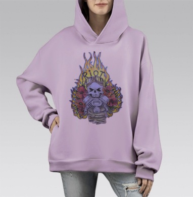 череп, Hoodie Mono Fiolet, оверсайз, утепленная