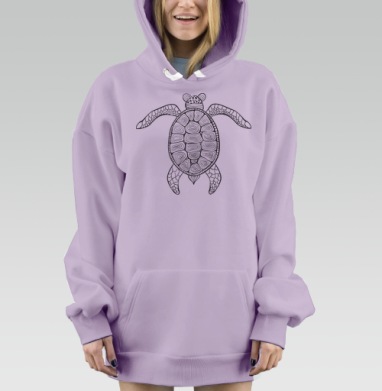 Черепаха в этно стиле, Hoodie Mjhigh Dig Mel, Fiolet, утепленная