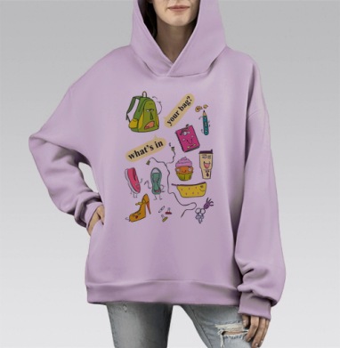 Что у тебя в сумке, Hoodie Mono Fiolet, оверсайз, утепленная