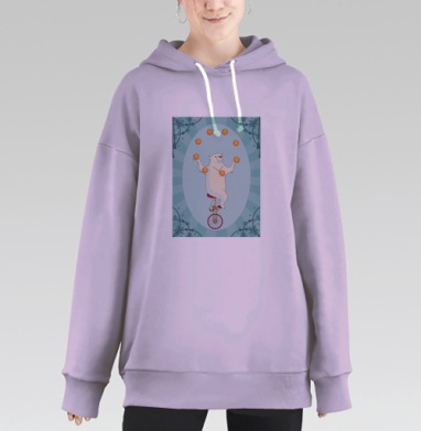 Circus bear / Цирковой медведь, Hoodie Long Oversize Fiolet