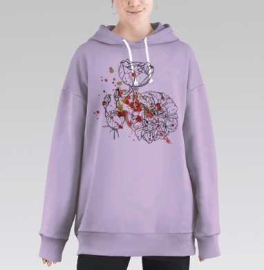 Цветочные брызги, Hoodie Long Oversize Fiolet
