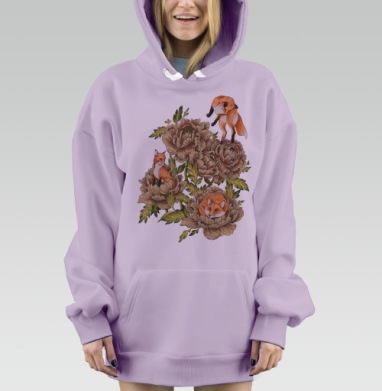 Цветочные лисы, Hoodie Mjhigh Dig Mel, Fiolet, утепленная