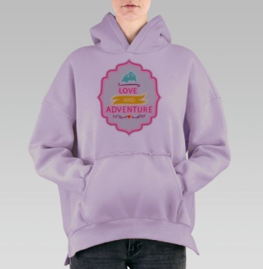 Цветочный паттернс птицами, Hoodie Oversize Fiolet, утепленная