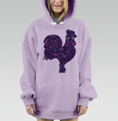 Цветочный петух, Hoodie Mjhigh Dig Mel, Fiolet, утепленная