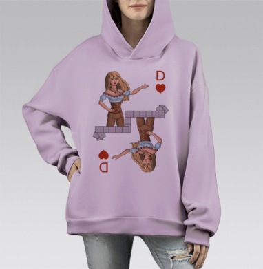 Дама червей, Hoodie Mono Fiolet, оверсайз, утепленная