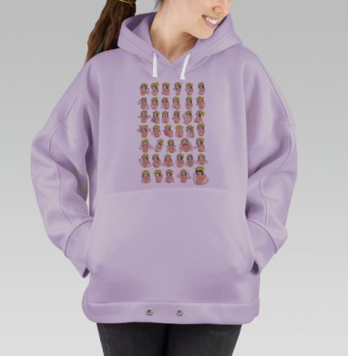Девочка и рыбка, Hoodie Oversize Fiolet