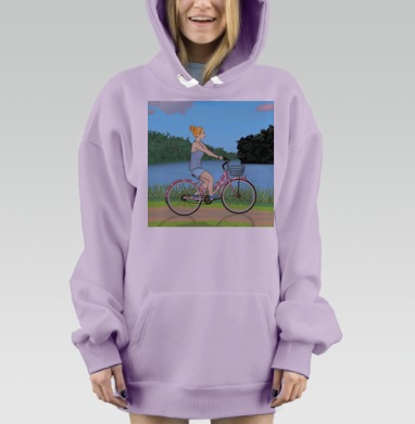 Девушка на велосипеде, Hoodie Mjhigh Dig Mel, Fiolet, утепленная