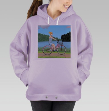Девушка на велосипеде, Hoodie Oversize Fiolet