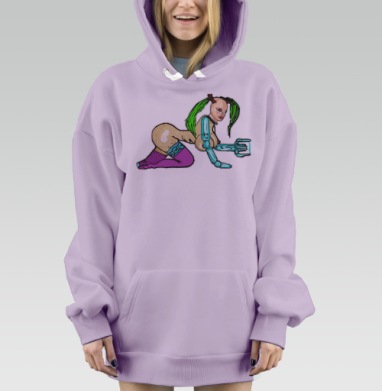 Девушка робот, Hoodie Mjhigh Dig Mel, Fiolet, утепленная
