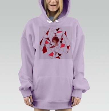 Девушка в абстракции, Hoodie Mjhigh Dig Mel, Fiolet, утепленная