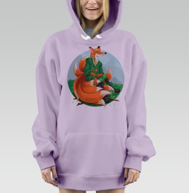 Девятихвостая лиса кумихо, Hoodie Mjhigh Dig Mel, Fiolet, утепленная