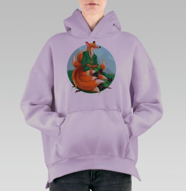 Девятихвостая лиса кумихо, Hoodie Oversize Fiolet, утепленная