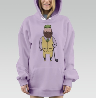 Джентльмен с клюшкой для гольфа, Hoodie Mjhigh Dig Mel, Fiolet, утепленная