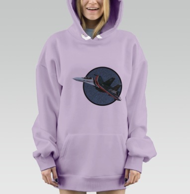 Динамичное изображение военного самолета в полете, Hoodie Mjhigh Dig Mel, Fiolet, утепленная