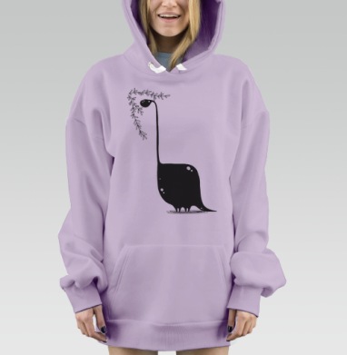Динозавр в чб, Hoodie Mjhigh Dig Mel, Fiolet, утепленная
