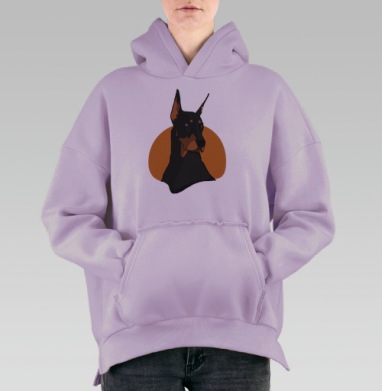 Доберман Красивый пес, Hoodie Oversize Fiolet, утепленная