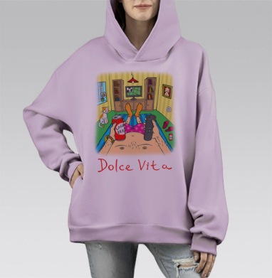Dolce Vita: Ленивый футбольный отдых с пивом, Hoodie Mono Fiolet, оверсайз, утепленная