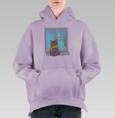 домашний уют, Hoodie Oversize Fiolet, утепленная