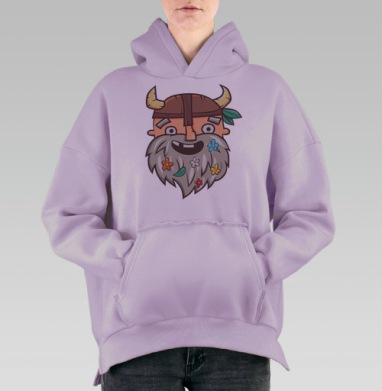 Довольный бородач, Hoodie Oversize Fiolet, утепленная