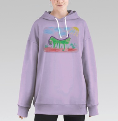 Довольный Динозавр, Hoodie Long Oversize Fiolet