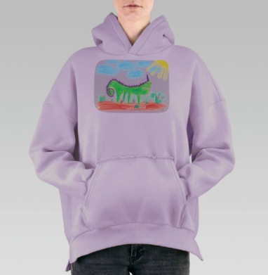 Довольный Динозавр, Hoodie Oversize Fiolet, утепленная