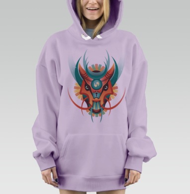 Дракон в геометрическом стиле, Hoodie Mjhigh Dig Mel, Fiolet, утепленная