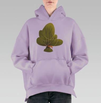 Дуб зеленый, Hoodie Oversize Fiolet, утепленная
