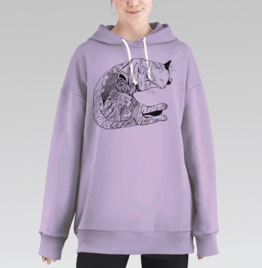 Дудл-кот, Hoodie Long Oversize Fiolet