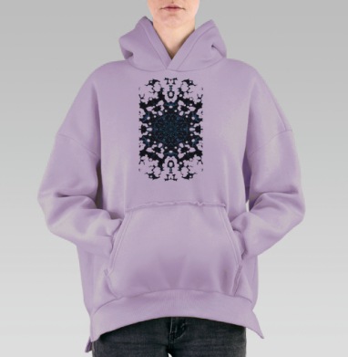 Дымные узоры, Hoodie Oversize Fiolet, утепленная