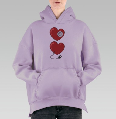 Два сердца - две половинки, Hoodie Oversize Fiolet, утепленная