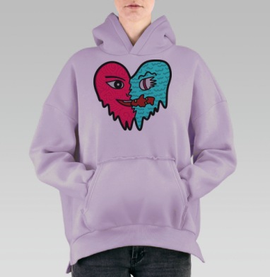 Двуликое сердце страсти и холода, Hoodie Oversize Fiolet, утепленная