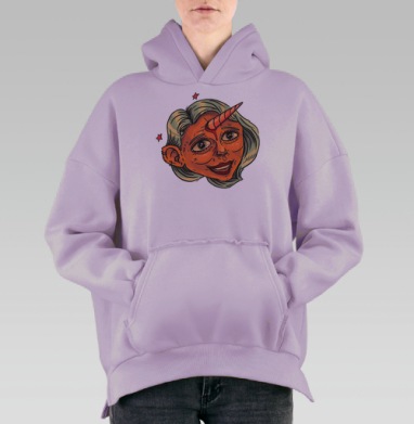 Единорог, Hoodie Oversize Fiolet, утепленная