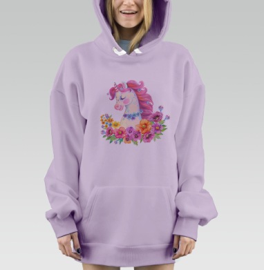 Единорог с цветами, Hoodie Mjhigh Dig Mel, Fiolet, утепленная